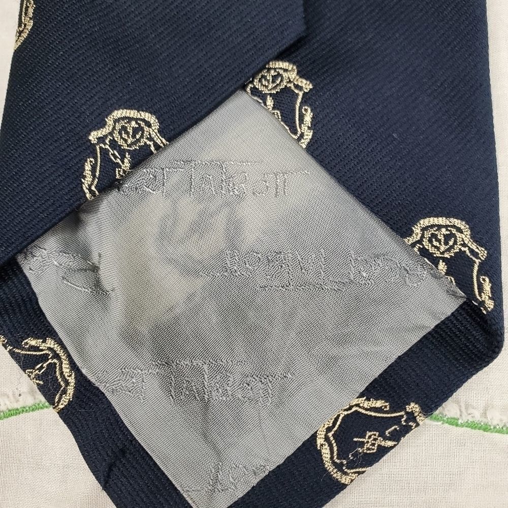 Robert Talbott hand sewn dark blue and gold logo tie - Picture 6 of 9